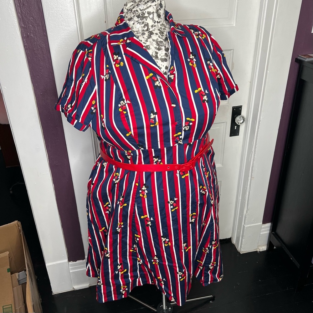 Red white and blue Mickey Mouse retro style dress.